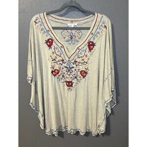 Caite Embroidered Boho Top size L (sku 51)